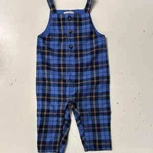 Janie and Jack Plaid Overalls  6-12 NEW
